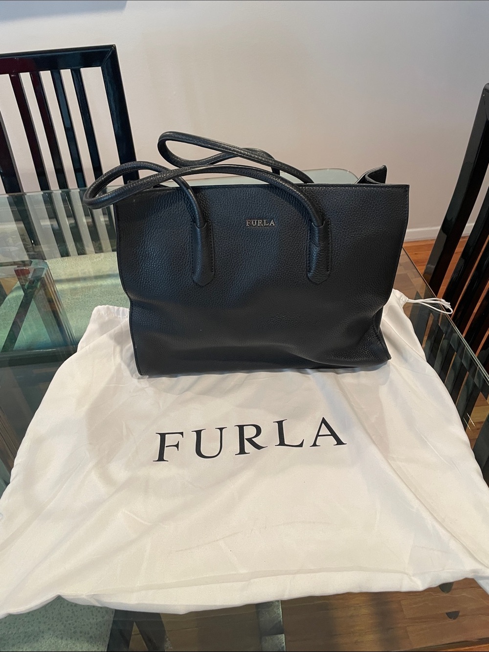 Furla Black Pebbled Leather Everyday Tote